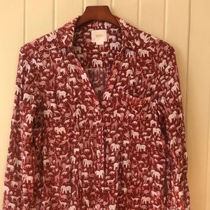 Anthropologie Maeve Casia safari animals blouse